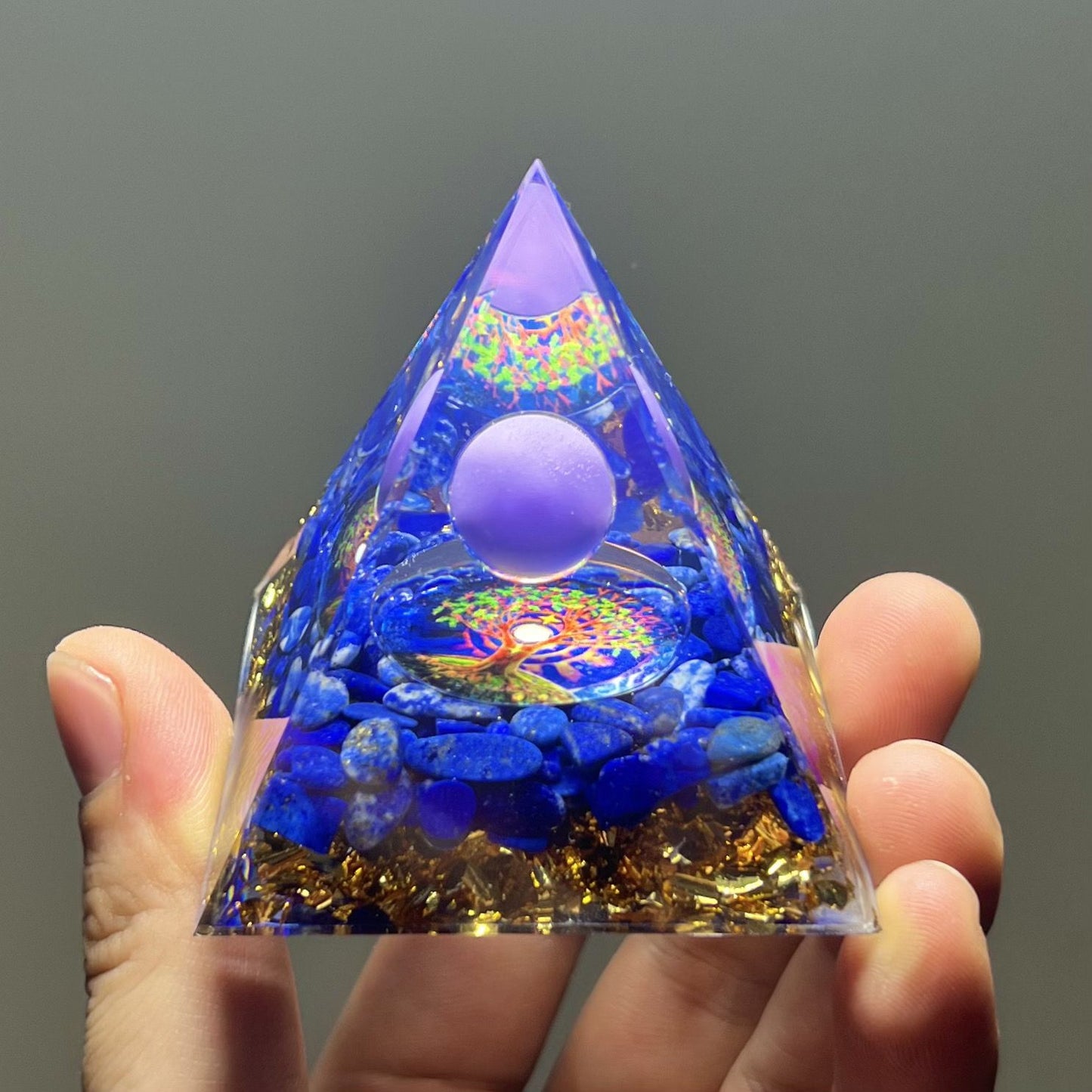 Pyramid Desktop High-end Ornament Birthday Gift Fish Tank Landscaping Car Decoration Resin Epoxy+Crystal Ball/Stone