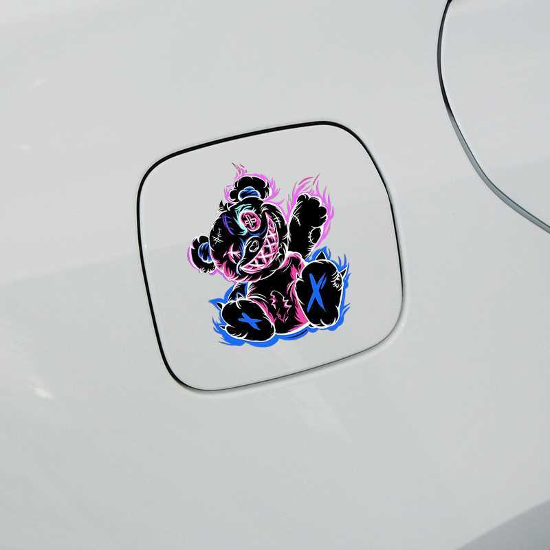 Devil Bear Personalized Creative Cartoon Stickers Cute Car Decoration Fun Decals Car Body Scratch Cover Stickers