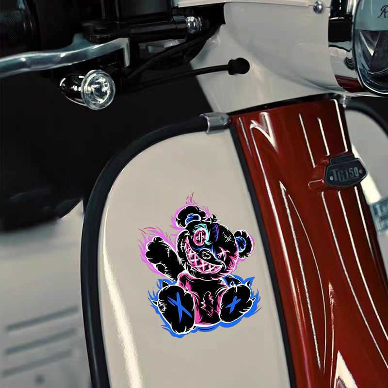 Devil Bear Personalized Creative Cartoon Stickers Cute Car Decoration Fun Decals Car Body Scratch Cover Stickers