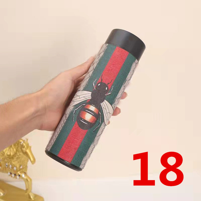Cross-Border LED Random Temperature Display304Stainless Steel Thermos Cup Car-mounted Household Leather Case Gift Cup 500ML