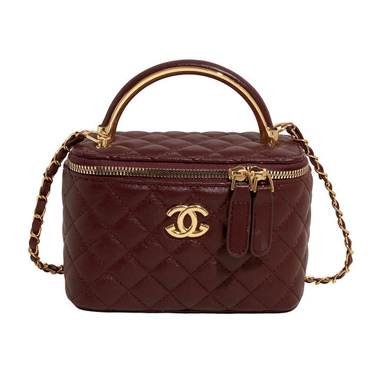 New small square bag for women, versatile textured chain handbag, fashionable diamond-patterned shoulder messenger bag