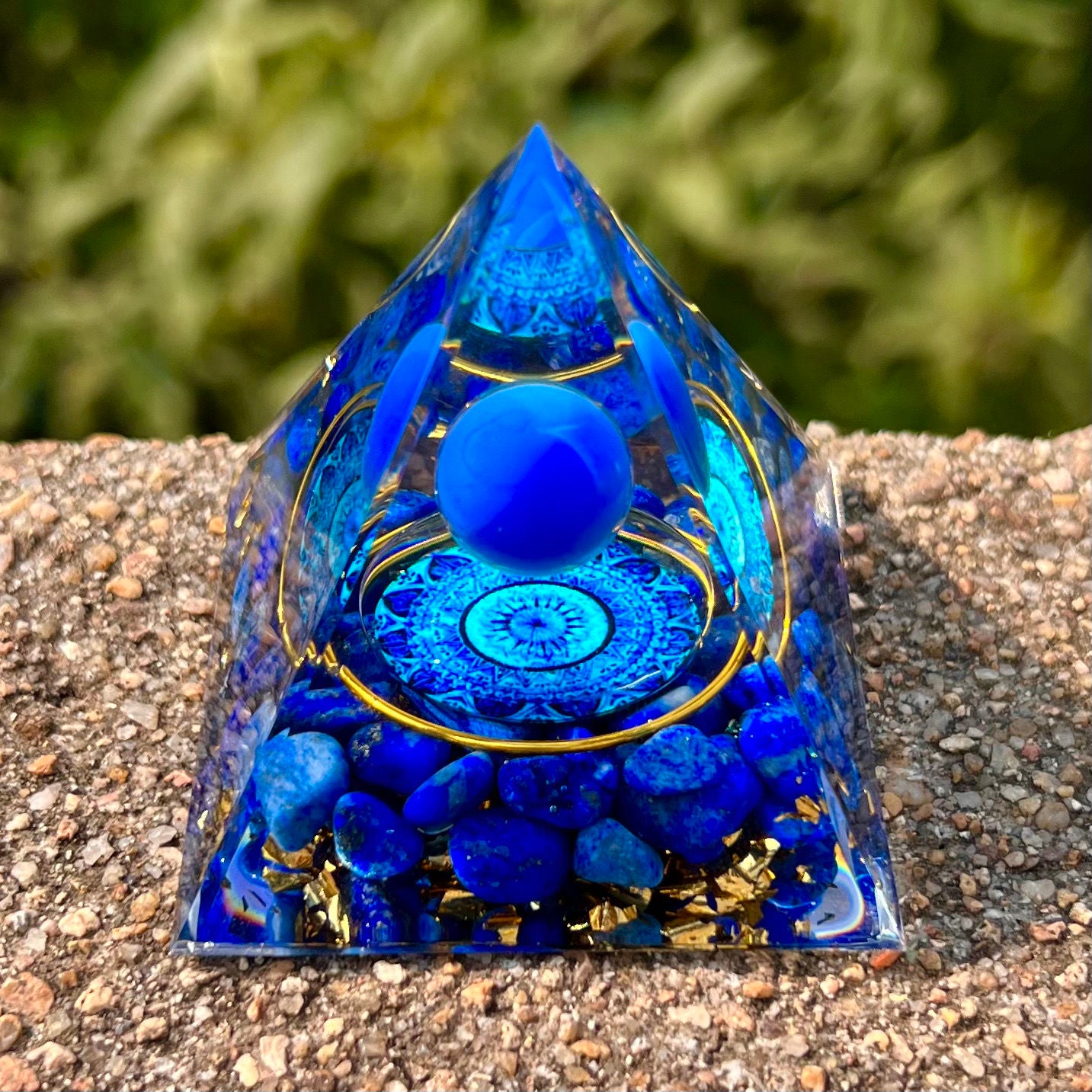 Pyramid Desktop High-end Ornament Birthday Gift Fish Tank Landscaping Car Decoration Resin Epoxy+Crystal Ball/Stone