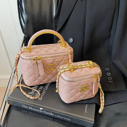 New small square bag for women, versatile textured chain handbag, fashionable diamond-patterned shoulder messenger bag