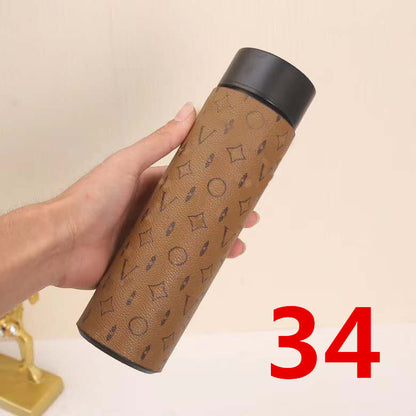 Cross-Border LED Random Temperature Display304Stainless Steel Thermos Cup Car-mounted Household Leather Case Gift Cup 500ML
