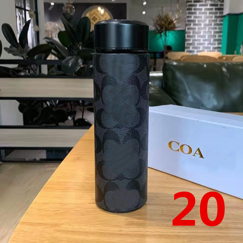 Cross-Border LED Random Temperature Display304Stainless Steel Thermos Cup Car-mounted Household Leather Case Gift Cup 500ML