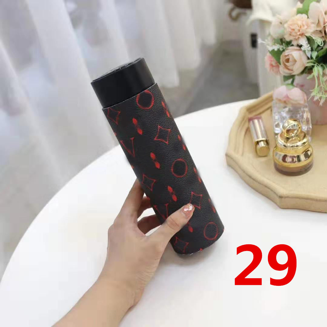 Cross-Border LED Random Temperature Display304Stainless Steel Thermos Cup Car-mounted Household Leather Case Gift Cup 500ML