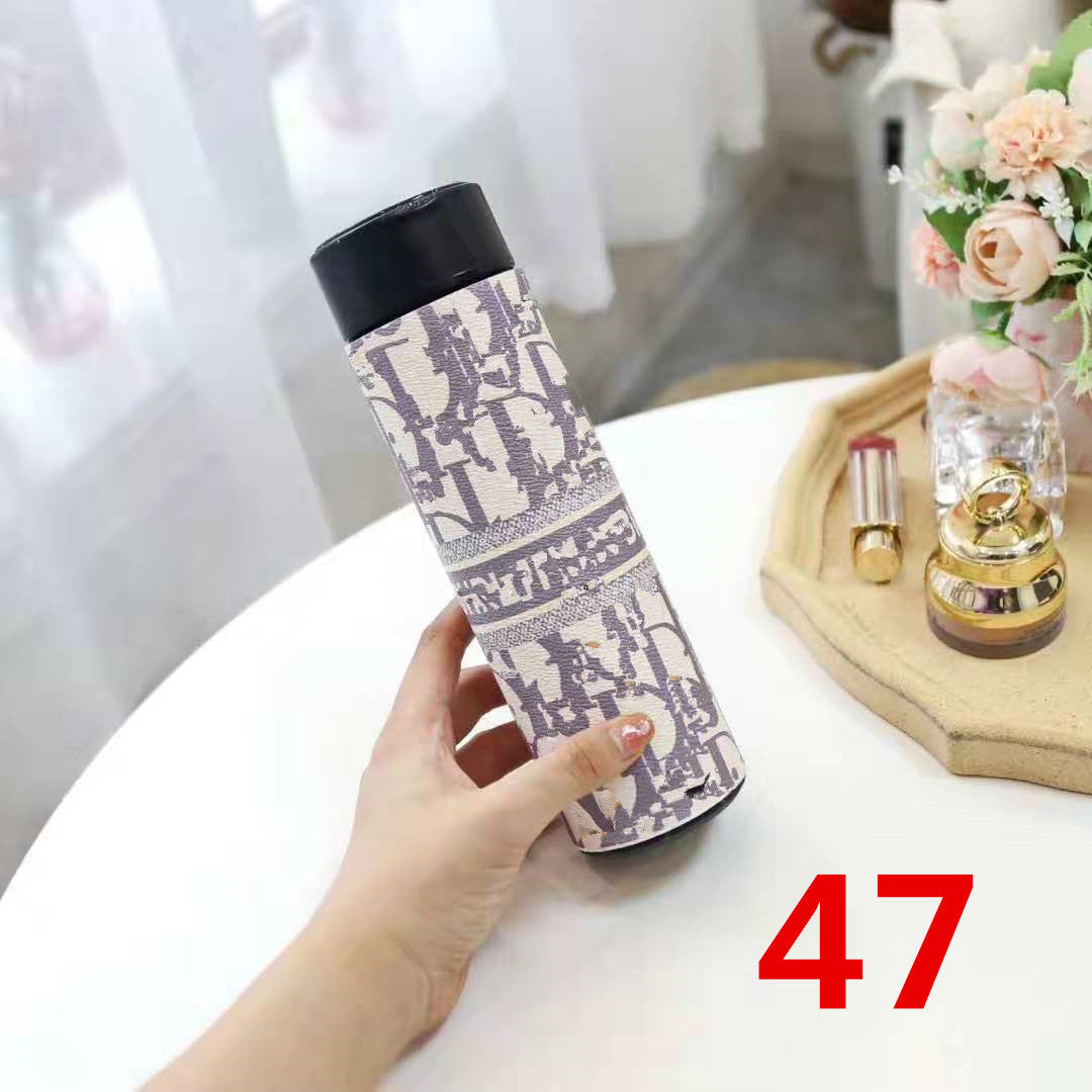 Cross-Border LED Random Temperature Display304Stainless Steel Thermos Cup Car-mounted Household Leather Case Gift Cup 500ML