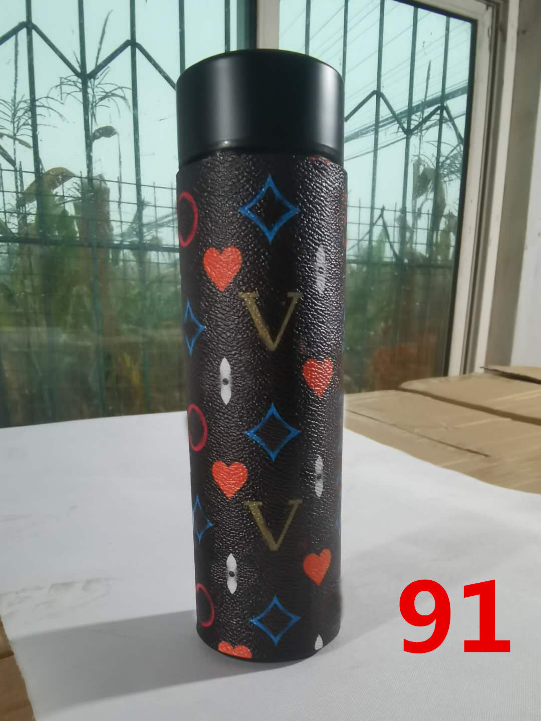 Cross-Border LED Random Temperature Display304Stainless Steel Thermos Cup Car-mounted Household Leather Case Gift Cup 500ML