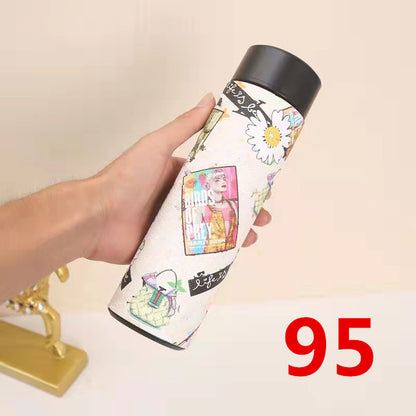 Cross-Border LED Random Temperature Display304Stainless Steel Thermos Cup Car-mounted Household Leather Case Gift Cup 500ML