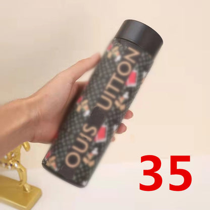 Cross-Border LED Random Temperature Display304Stainless Steel Thermos Cup Car-mounted Household Leather Case Gift Cup 500ML