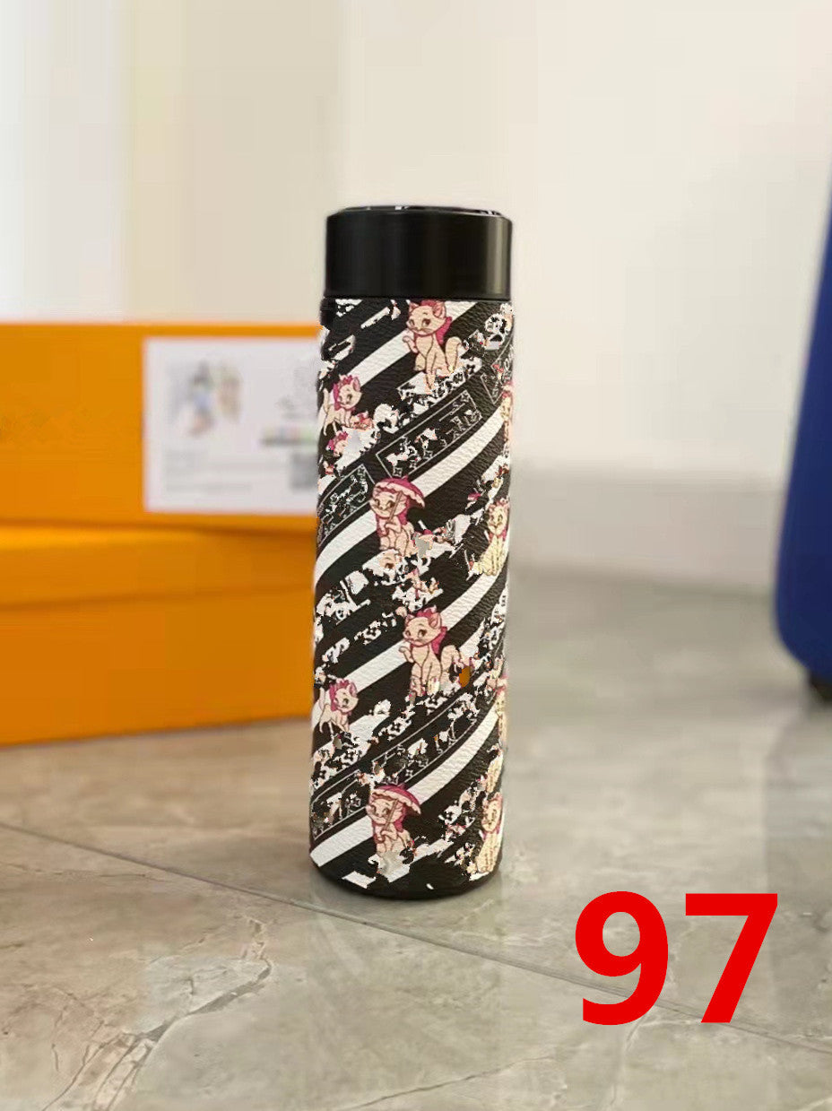 Cross-Border LED Random Temperature Display304Stainless Steel Thermos Cup Car-mounted Household Leather Case Gift Cup 500ML