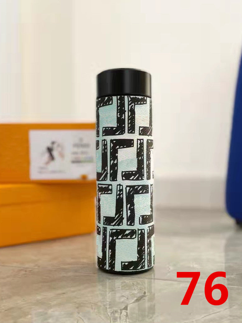 Cross-Border LED Random Temperature Display304Stainless Steel Thermos Cup Car-mounted Household Leather Case Gift Cup 500ML