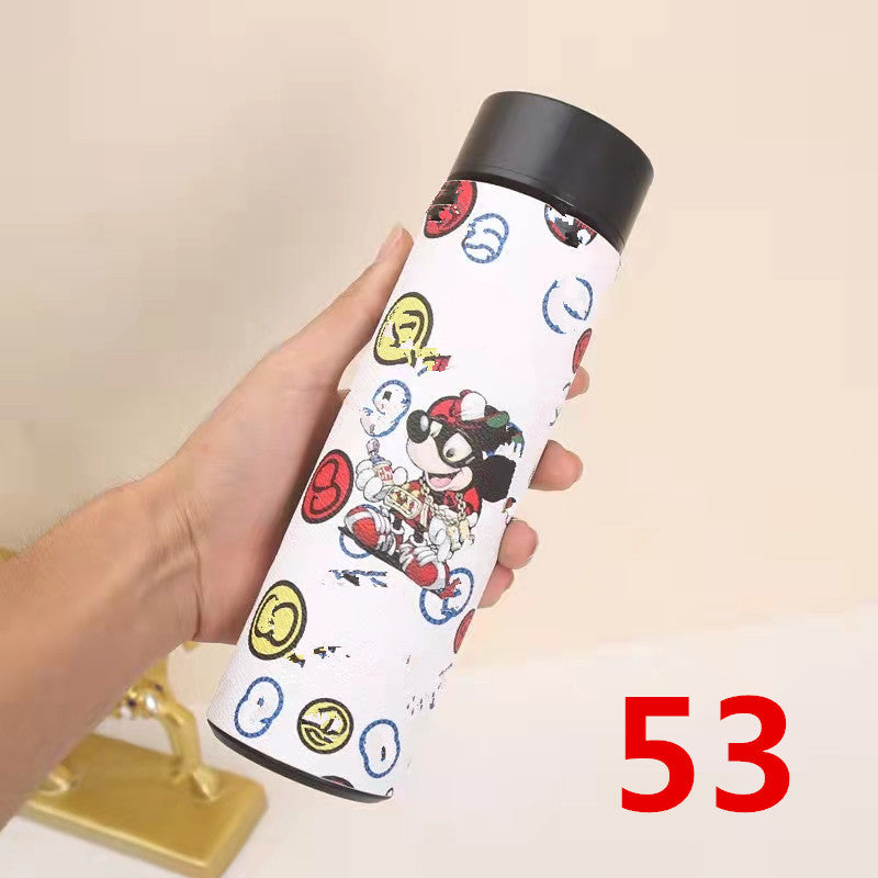 Cross-Border LED Random Temperature Display304Stainless Steel Thermos Cup Car-mounted Household Leather Case Gift Cup 500ML