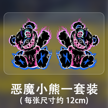 Devil Bear Personalized Creative Cartoon Stickers Cute Car Decoration Fun Decals Car Body Scratch Cover Stickers