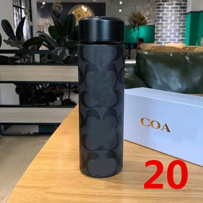 Cross-Border LED Random Temperature Display304Stainless Steel Thermos Cup Car-mounted Household Leather Case Gift Cup 500ML
