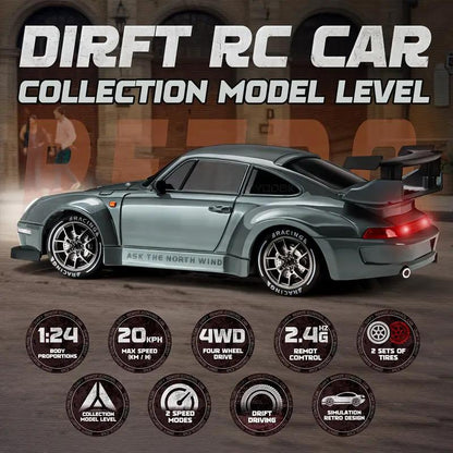 RC Drift Car – 1:24 Scale 4WD Remote Control Racing Car with 2.4GHz & 12.4mph Speed