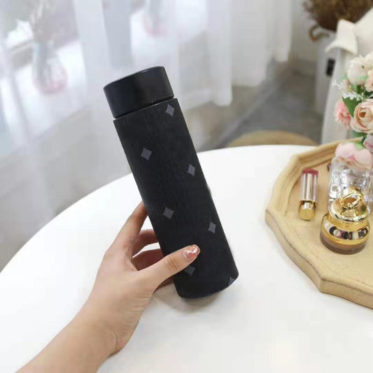 Cross-Border LED Random Temperature Display304Stainless Steel Thermos Cup Car-mounted Household Leather Case Gift Cup 500ML