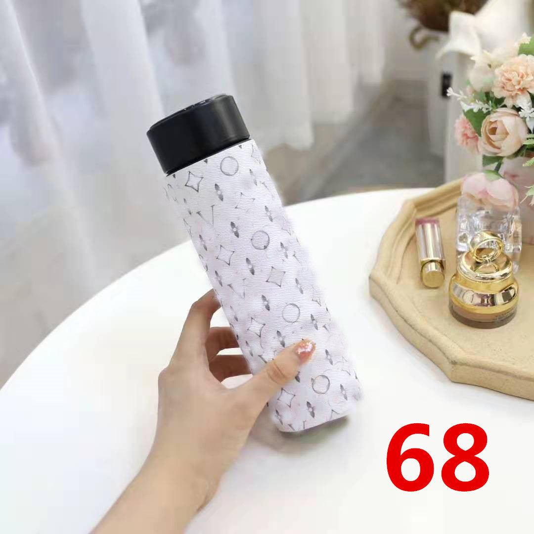 Cross-Border LED Random Temperature Display304Stainless Steel Thermos Cup Car-mounted Household Leather Case Gift Cup 500ML