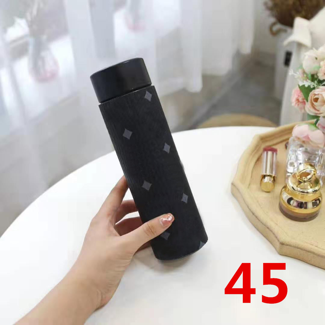 Cross-Border LED Random Temperature Display304Stainless Steel Thermos Cup Car-mounted Household Leather Case Gift Cup 500ML