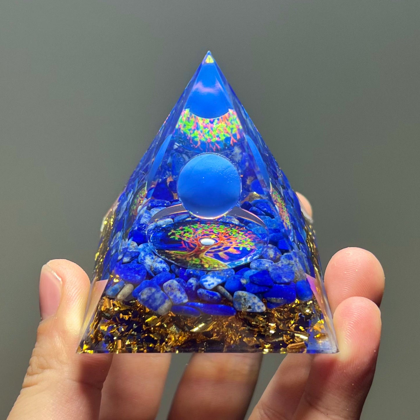 Pyramid Desktop High-end Ornament Birthday Gift Fish Tank Landscaping Car Decoration Resin Epoxy+Crystal Ball/Stone
