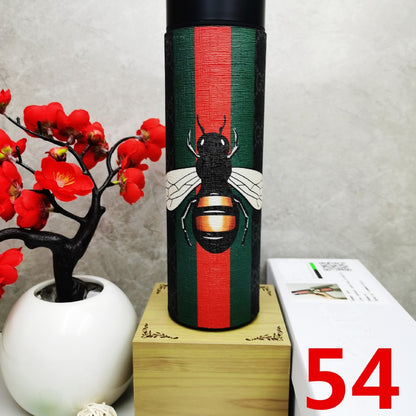 Cross-Border LED Random Temperature Display304Stainless Steel Thermos Cup Car-mounted Household Leather Case Gift Cup 500ML