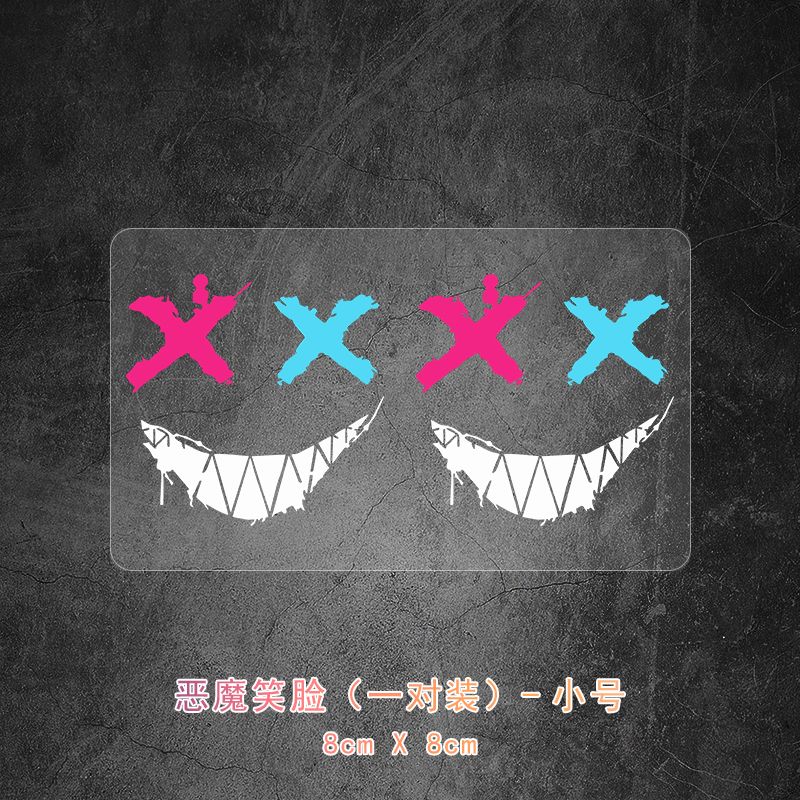 Devil Smiley Face XX Eye Personality Expression Stickers Creative Motorcycle Helmet Skateboard Body Glass Reflective Decorative Stickers