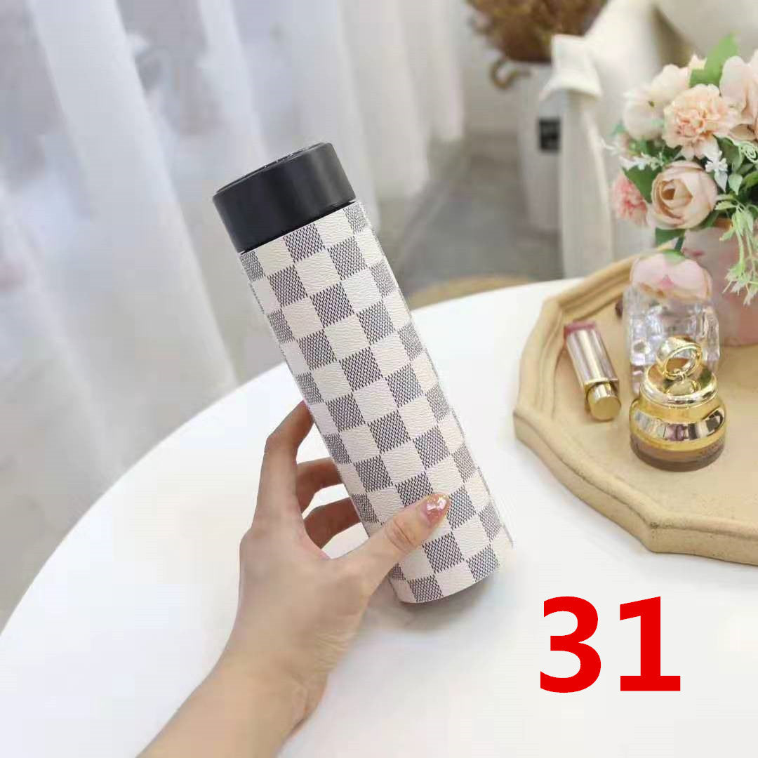 Cross-Border LED Random Temperature Display304Stainless Steel Thermos Cup Car-mounted Household Leather Case Gift Cup 500ML