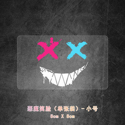Devil Smiley Face XX Eye Personality Expression Stickers Creative Motorcycle Helmet Skateboard Body Glass Reflective Decorative Stickers