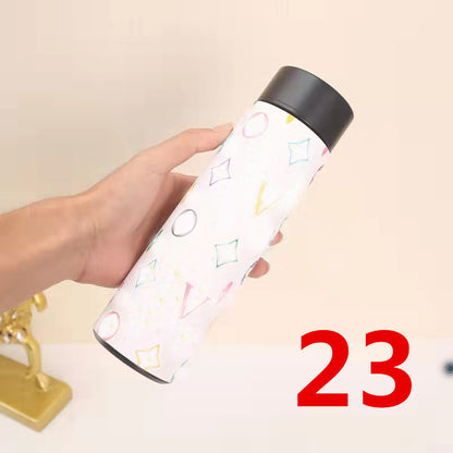 Cross-Border LED Random Temperature Display304Stainless Steel Thermos Cup Car-mounted Household Leather Case Gift Cup 500ML