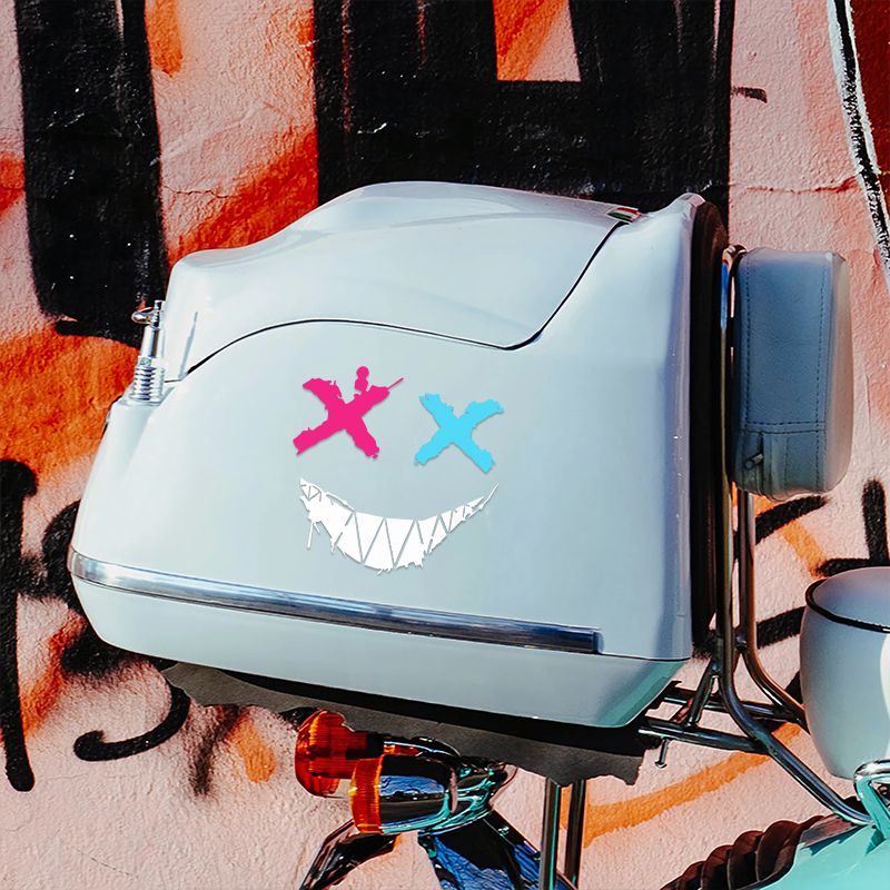 Devil Smiley Face XX Eye Personality Expression Stickers Creative Motorcycle Helmet Skateboard Body Glass Reflective Decorative Stickers