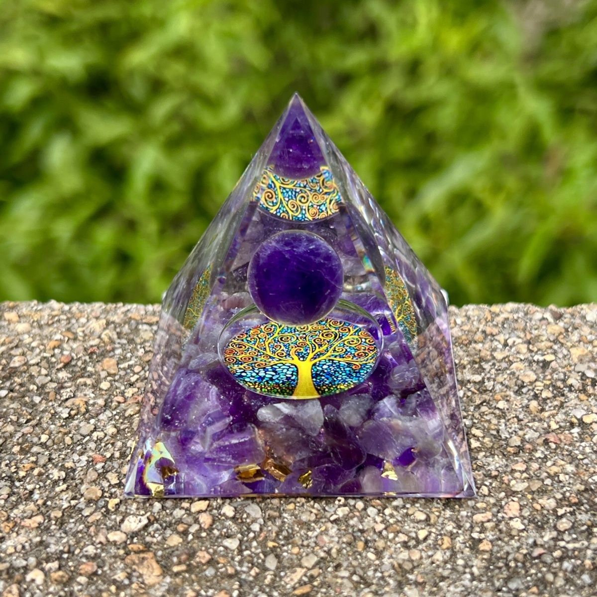 Pyramid Desktop High-end Ornament Birthday Gift Fish Tank Landscaping Car Decoration Resin Epoxy+Crystal Ball/Stone