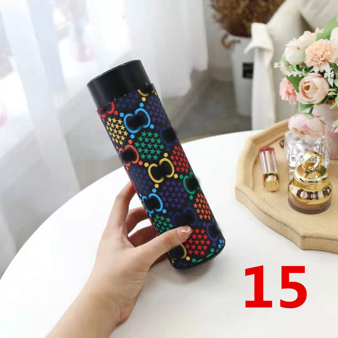 Cross-Border LED Random Temperature Display304Stainless Steel Thermos Cup Car-mounted Household Leather Case Gift Cup 500ML