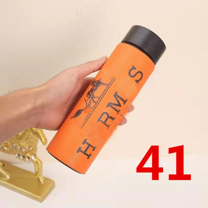 Cross-Border LED Random Temperature Display304Stainless Steel Thermos Cup Car-mounted Household Leather Case Gift Cup 500ML