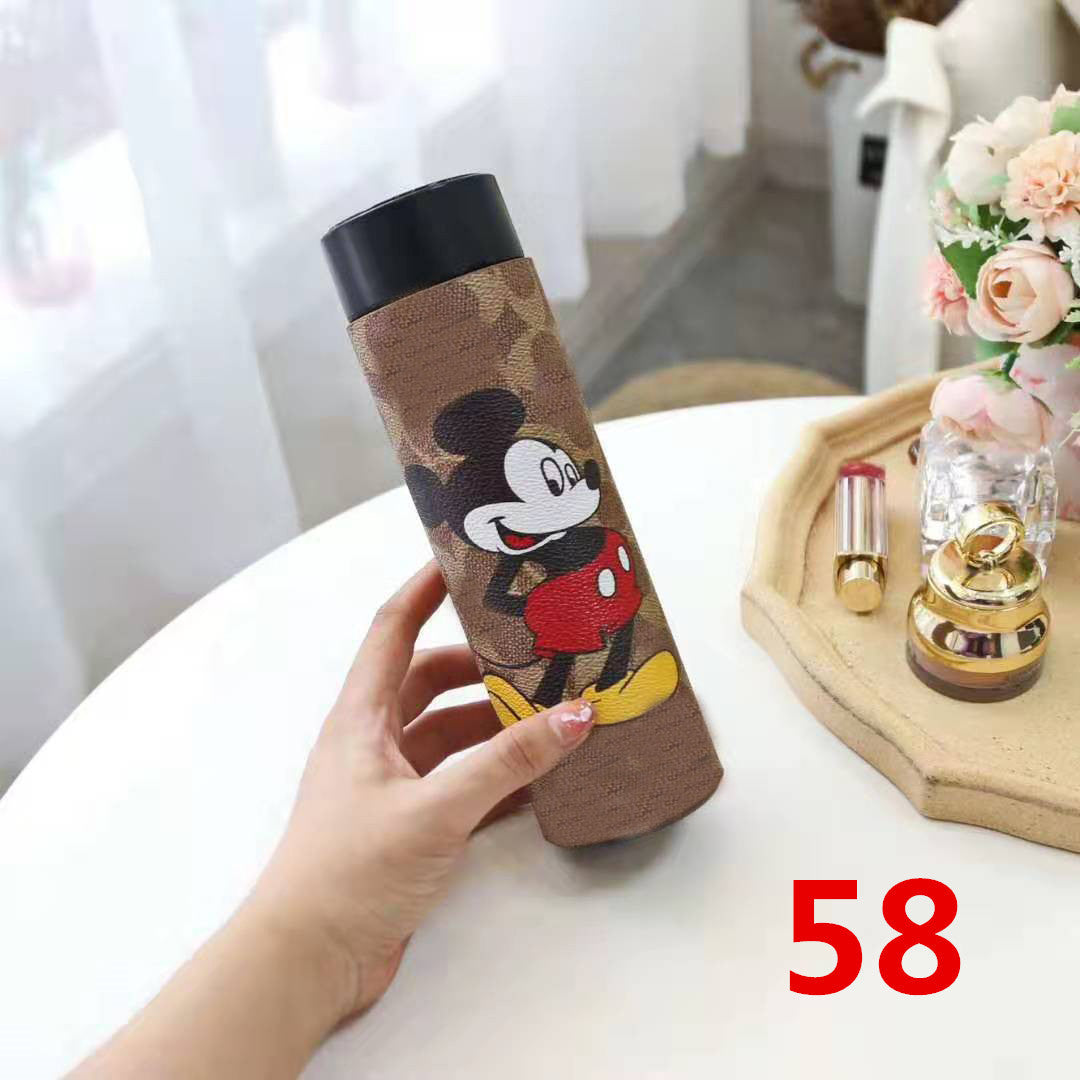 Cross-Border LED Random Temperature Display304Stainless Steel Thermos Cup Car-mounted Household Leather Case Gift Cup 500ML