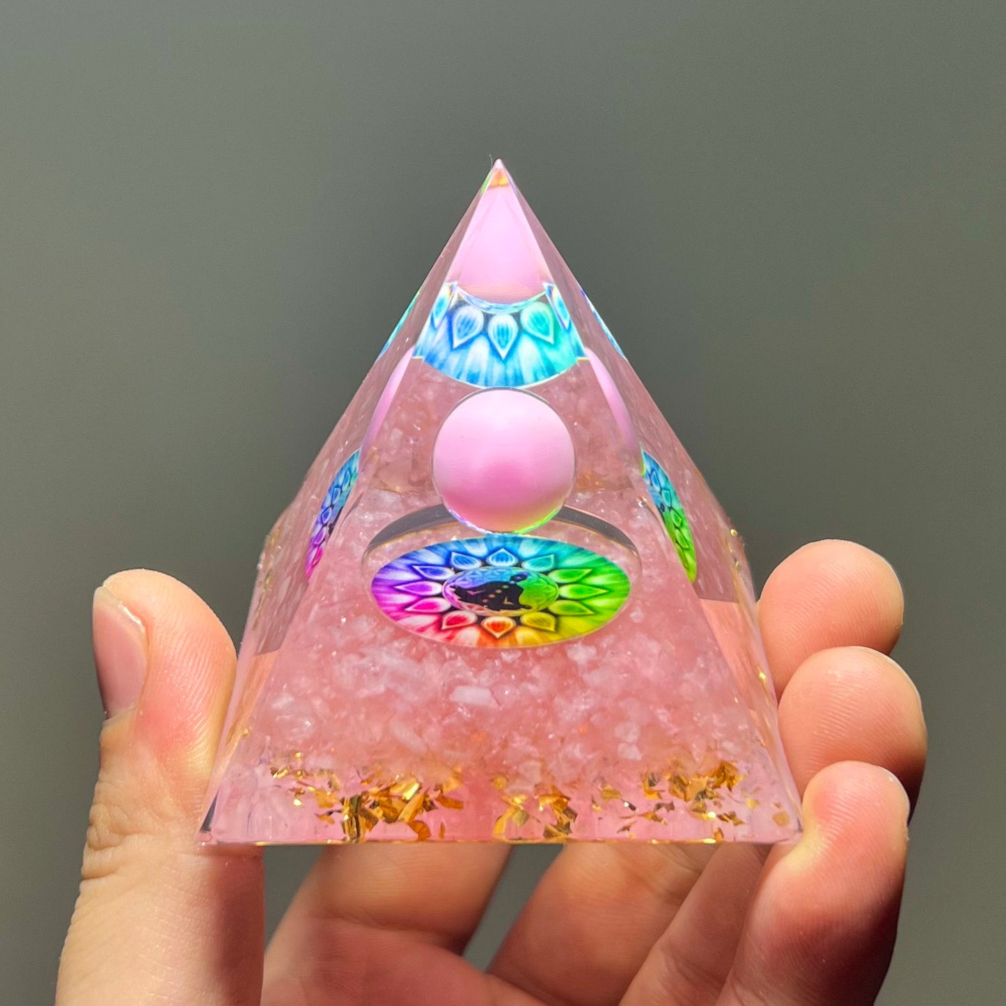 Pyramid Desktop High-end Ornament Birthday Gift Fish Tank Landscaping Car Decoration Resin Epoxy+Crystal Ball/Stone