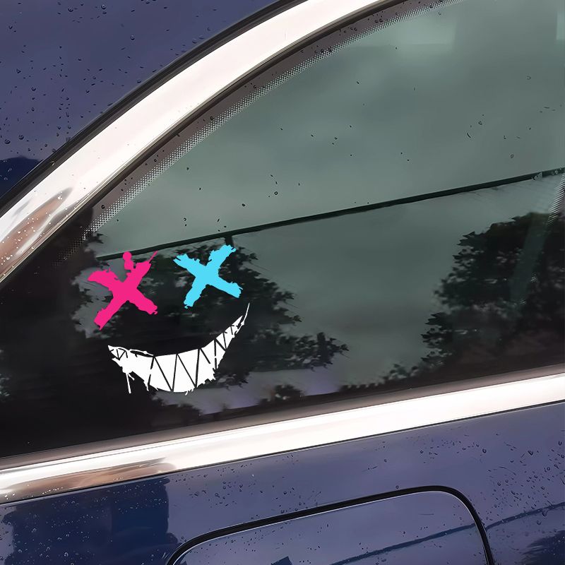 Devil Smiley Face XX Eye Personality Expression Stickers Creative Motorcycle Helmet Skateboard Body Glass Reflective Decorative Stickers