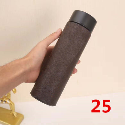 Cross-Border LED Random Temperature Display304Stainless Steel Thermos Cup Car-mounted Household Leather Case Gift Cup 500ML