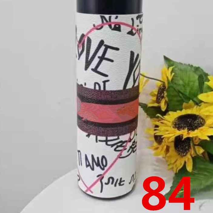 Cross-Border LED Random Temperature Display304Stainless Steel Thermos Cup Car-mounted Household Leather Case Gift Cup 500ML