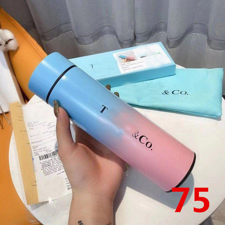 Cross-Border LED Random Temperature Display304Stainless Steel Thermos Cup Car-mounted Household Leather Case Gift Cup 500ML