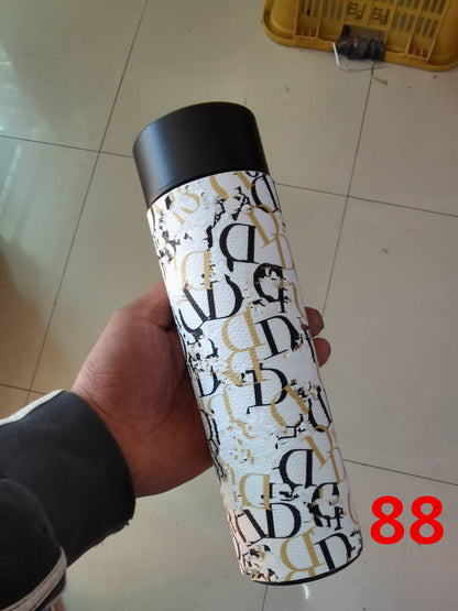 Cross-Border LED Random Temperature Display304Stainless Steel Thermos Cup Car-mounted Household Leather Case Gift Cup 500ML