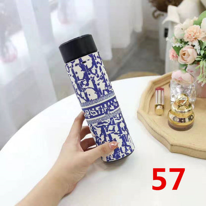 Cross-Border LED Random Temperature Display304Stainless Steel Thermos Cup Car-mounted Household Leather Case Gift Cup 500ML