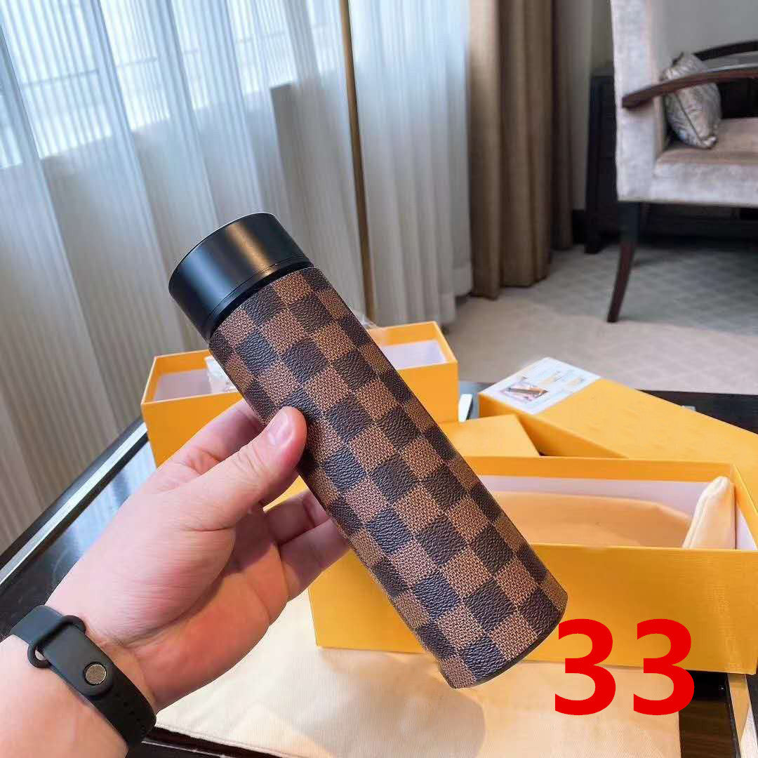 Cross-Border LED Random Temperature Display304Stainless Steel Thermos Cup Car-mounted Household Leather Case Gift Cup 500ML