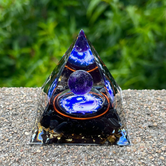 Pyramid Desktop High-end Ornament Birthday Gift Fish Tank Landscaping Car Decoration Resin Epoxy+Crystal Ball/Stone