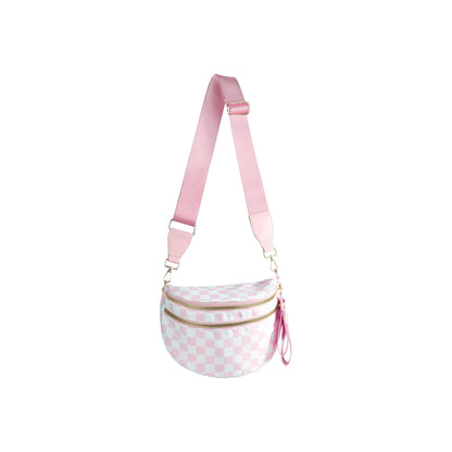 Large capacity crossbody backpack multifunctional women's waist bag fashionable plaid shoulder bag casual versatile chest bag