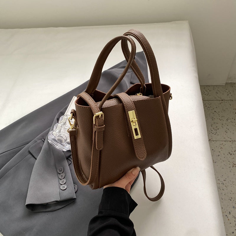 Women's handbags 2025 new autumn and winter fashion retro bucket bag high-end shoulder messenger bag