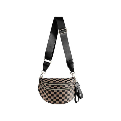 Large capacity crossbody backpack multifunctional women's waist bag fashionable plaid shoulder bag casual versatile chest bag