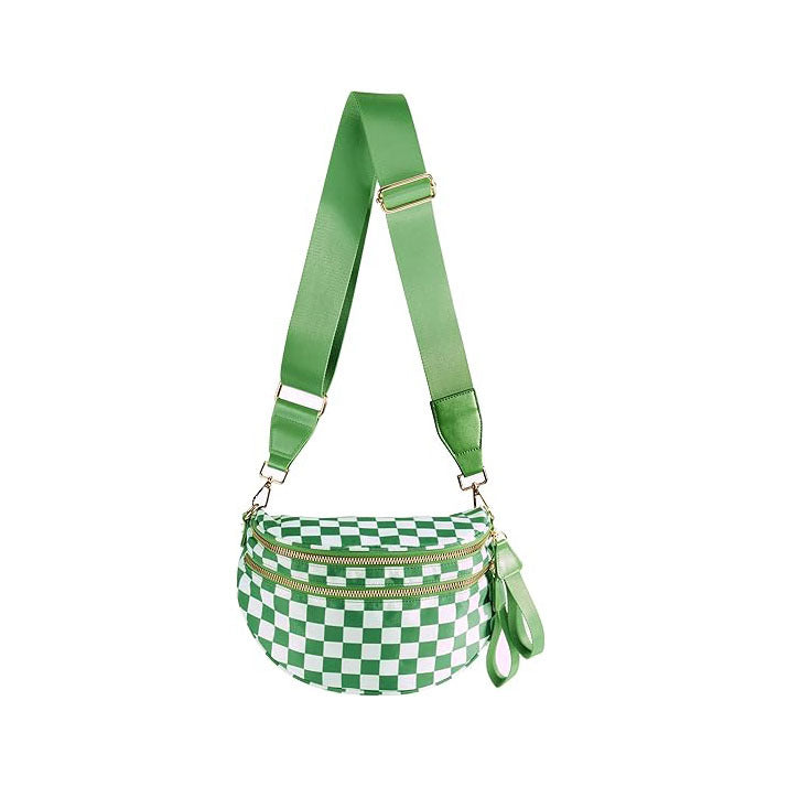 Large capacity crossbody backpack multifunctional women's waist bag fashionable plaid shoulder bag casual versatile chest bag