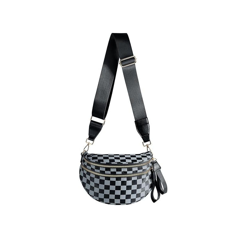 Large capacity crossbody backpack multifunctional women's waist bag fashionable plaid shoulder bag casual versatile chest bag