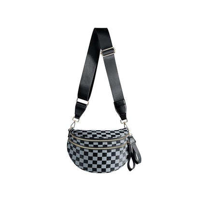 Large capacity crossbody backpack multifunctional women's waist bag fashionable plaid shoulder bag casual versatile chest bag