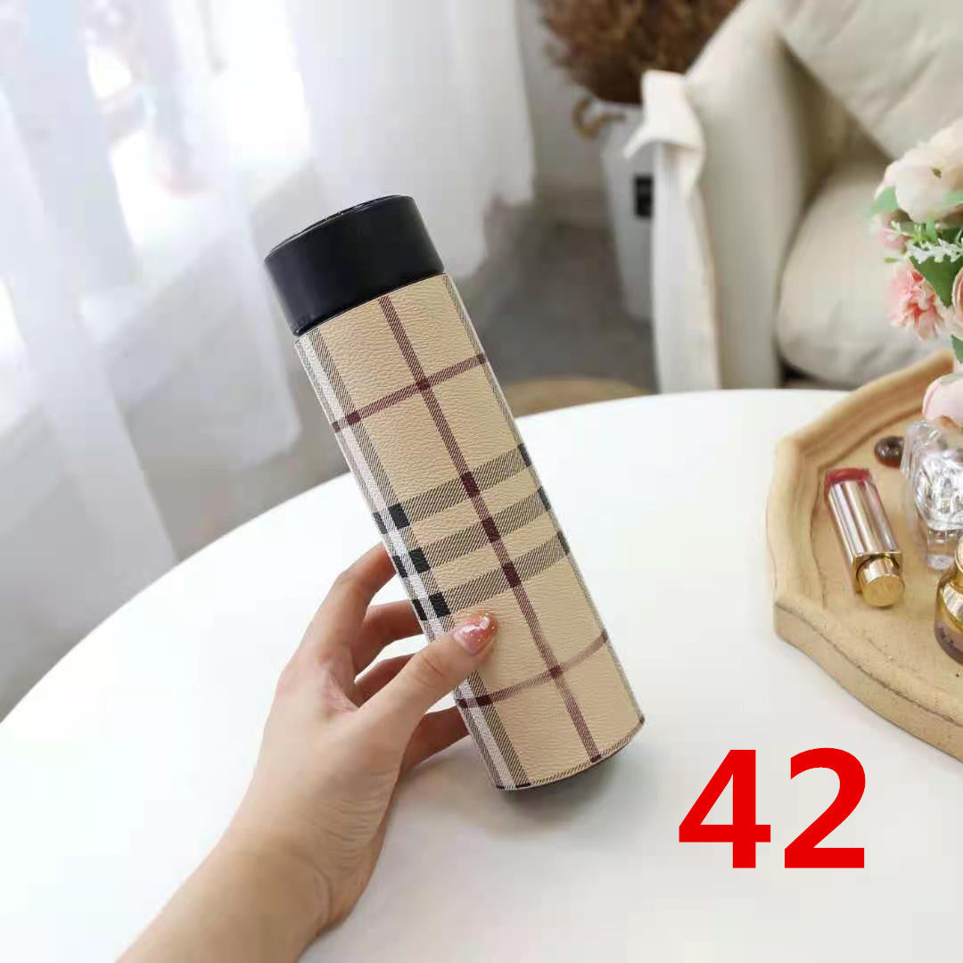 Cross-Border LED Random Temperature Display304Stainless Steel Thermos Cup Car-mounted Household Leather Case Gift Cup 500ML